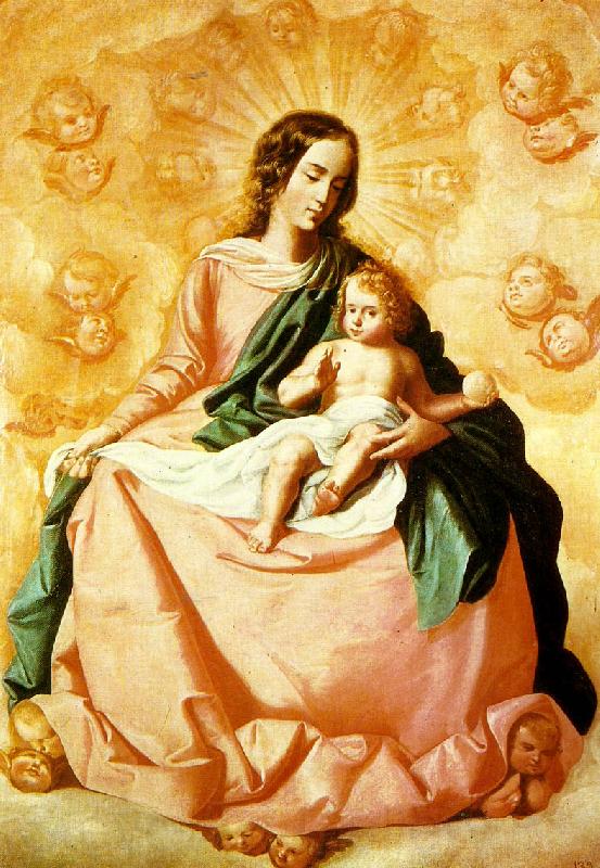 Francisco de Zurbaran virgin and child in the clouds France oil painting art